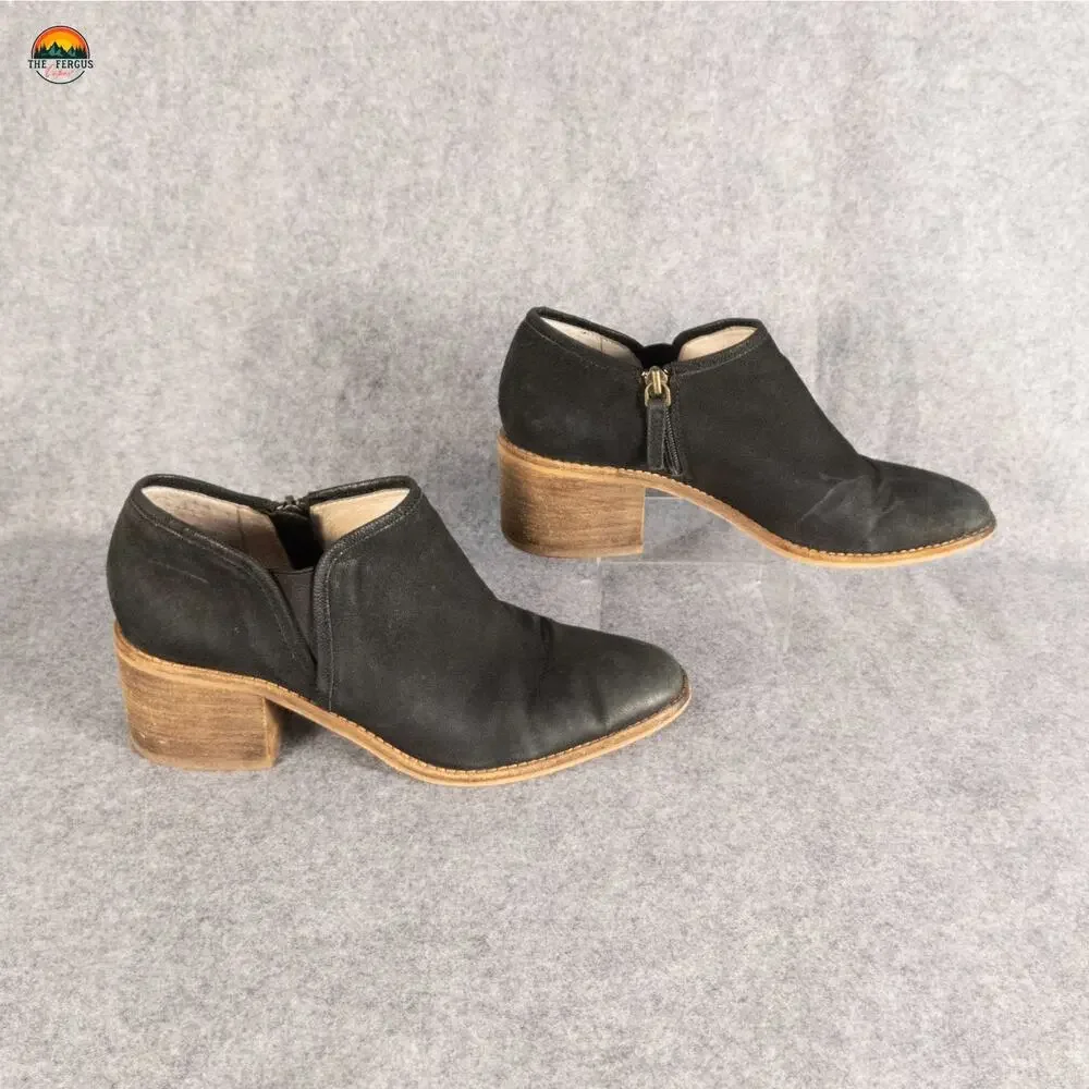 Caslon Ankle Booties Black Leather Block Heel Cottagecore Fall Style Women's 9M